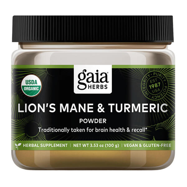 Gaia Herbs Lion&#39;s Mane &amp; Turmeric 100g