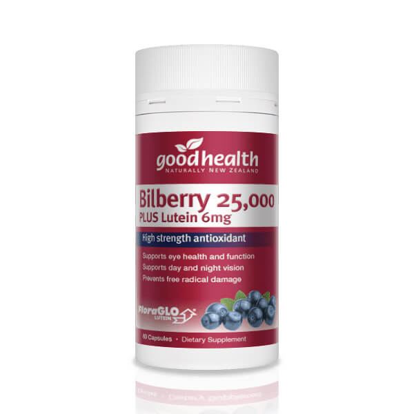 Good Health Bilberry 25,000mg + Lutein 6mg 60 Capsules