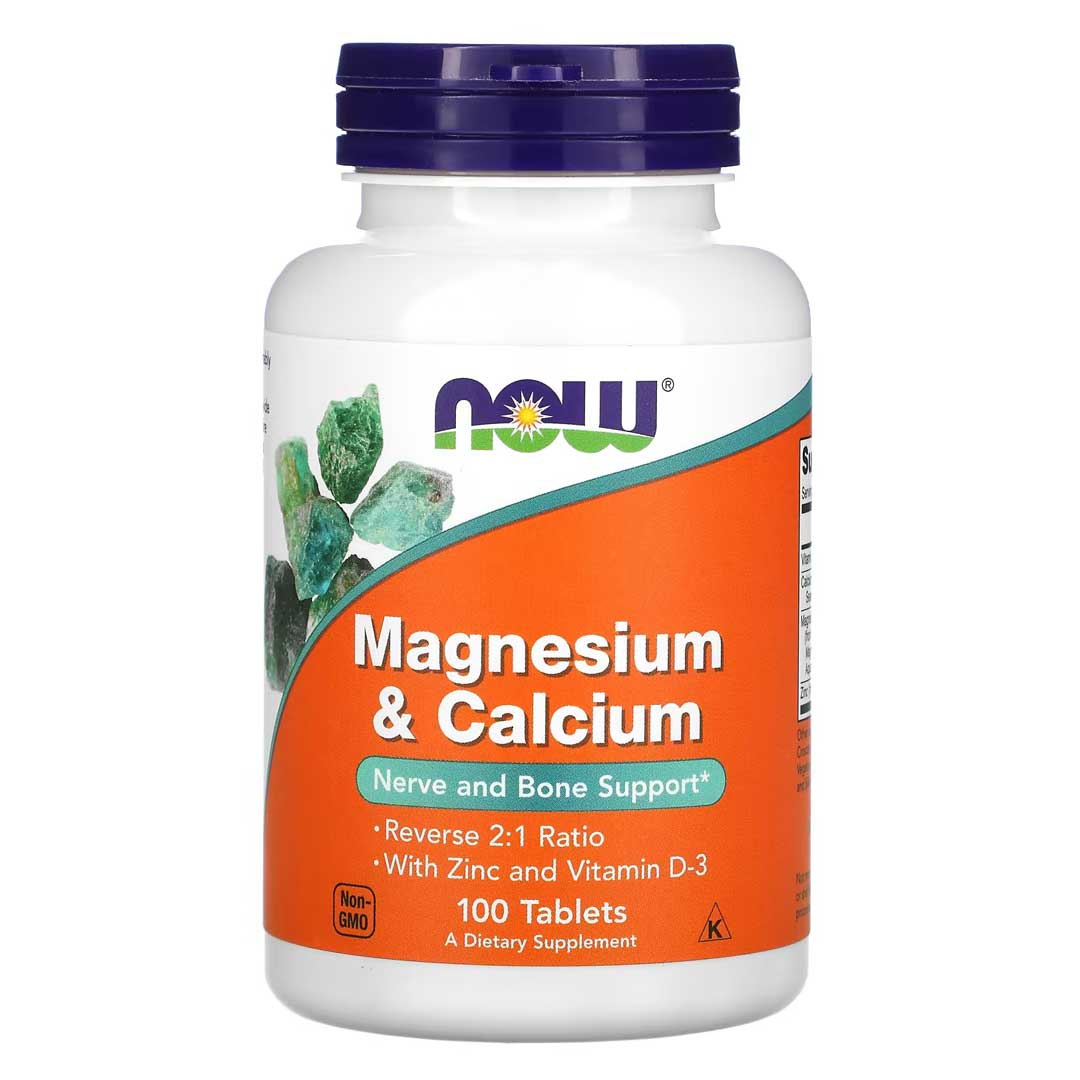 NOW Foods Magnesium &amp; Calcium 1:2 Ratio, 100 Tablets